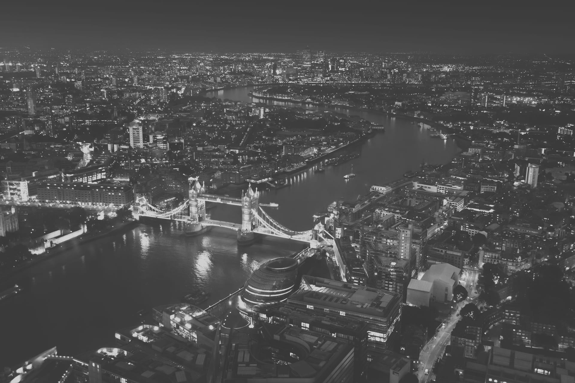 City of London from above at night